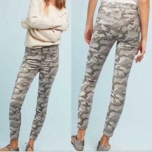 Anthropologie Pilcro and the Letterpress High-Rise Skinny Velveteen Camo Pants